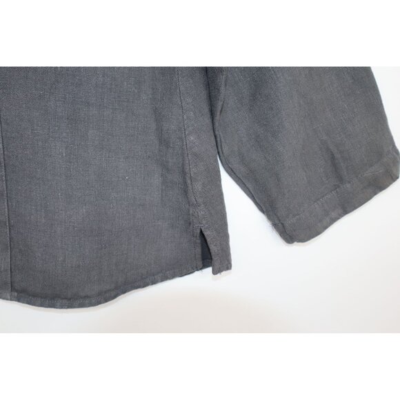 Cut Loose Womens Natural Hand Dyed Button-Down 3/4 Sleeve Linen Shirt XL Office - Picture 9 of 10
